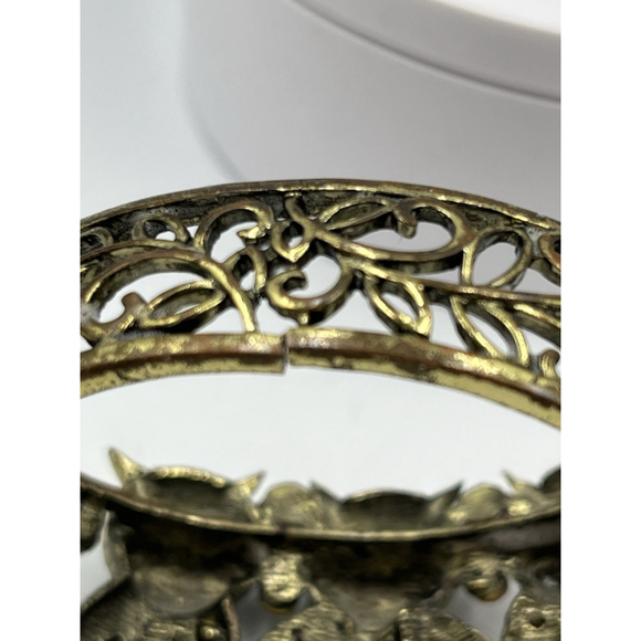 Vintage Owl Gold Tone Cuff Clamper Bangle Bracelet HANDMADE VTG SEE ALL - Picture 12 of 16
